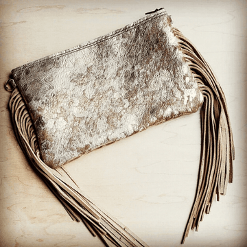 Leather Clutch Handbag Tan and gold hair-on-hide / 1 1628-754105043966